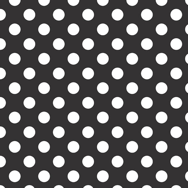 15" End of Bolt - SALE Black and White Medium Dots by Riley Blake Designs - Polka Dots - Quilting Cotton Fabric