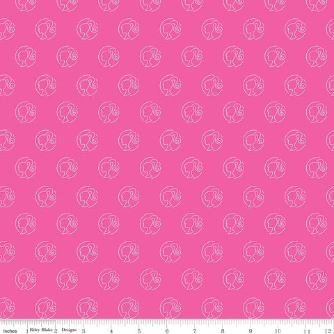 Barbie Girl Logo Dot C12993 Hot Pink - Official Licensed Product - Doll Dots Dotted - Quilting Cotton Fabric