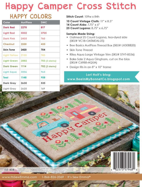 SALE Happy Camper Cross Stitch PATTERN P051-HAPPYCAMPER - Riley Blake - Instructions Only - It's Sew Emma - Counted Cross Stitch