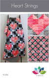 Image of the Heart Strings quilt pattern by Moda Fabrics. Features 4 different styles of a quilt pattern with hearts. 
Cute Little Fabric Shop
