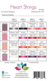 Image of the Heart Strings quilt pattern by Moda Fabrics. Features 4 different styles of a quilt pattern with hearts and the fabric requirements. 
Cute Little Fabric Shop