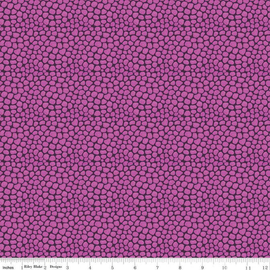 Image of the Fragrant Fields Stony Path Eggplant quilting cotton fabric by Lila Tueller for Riley Blake Designs. Features small tone on tone stones on a dark purple background. 
Cute Little Fabric Shop