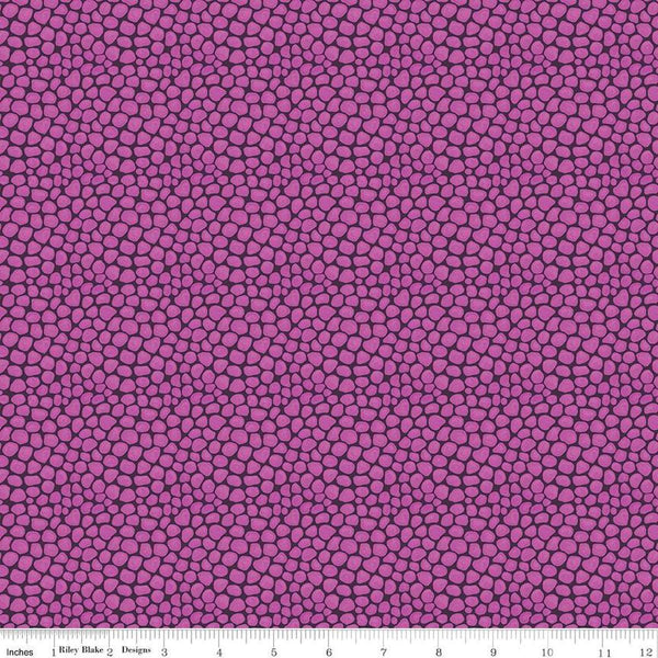 Image of the Fragrant Fields Stony Path Eggplant quilting cotton fabric by Lila Tueller for Riley Blake Designs. Features small tone on tone stones on a dark purple background. 
Cute Little Fabric Shop