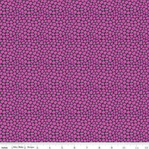 Image of the Fragrant Fields Stony Path Eggplant quilting cotton fabric by Lila Tueller for Riley Blake Designs. Features small tone on tone stones on a dark purple background. 
Cute Little Fabric Shop