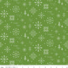 32" End of Bolt - Winter Wonder Cross Stitch C12062 Green - Riley Blake Designs - Christmas Snowflakes Text - Quilting Cotton Fabric