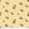 Image of the Honey Bees and Flowers Please Beehives Yellow quilting cotton fabric by Tara Reed for Riley Blake Designs. Features  beehives, bees, honeycomb, and sunflowers on a yellow background. 
Cute Little Fabric Shop
