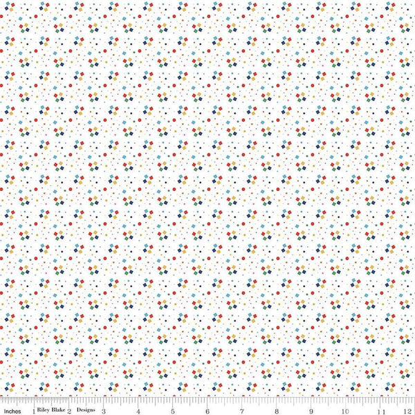 Image of the Always in Season Fun & Games White quilting cotton fabric by American Jane for Riley Blake Designs. Features scattered X and O shapes on a white background. 
Cute Little Fabric Shop