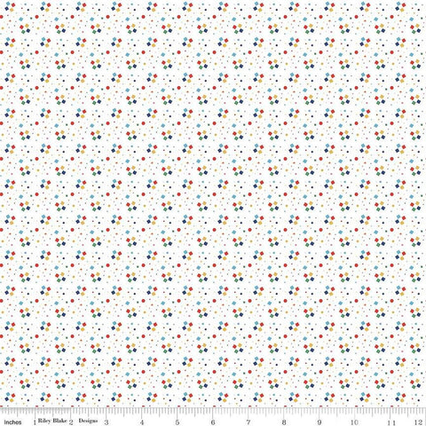 Image of the Always in Season Fun & Games White quilting cotton fabric by American Jane for Riley Blake Designs. Features scattered X and O shapes on a white background. 
Cute Little Fabric Shop