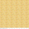 Image of the Always in Season Criss Cross Yellow quilting cotton fabric by American Jane for Riley Blake Designs. Features occasional dots and leaves on a background with white criss-cross lines on a yellow background. 
Cute Little Fabric Shop