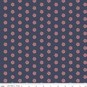 Image of the Mansfield Park Antigua quilting cotton fabric by Riley Blake Designs. Features small flowers scattered on a dark indigo background. 
Cute Little Fabric Shop