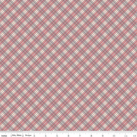 Image of the Mansfield Park Betsey quilting cotton fabric by Riley Blake Designs. Features red and blue diagonal plaid on a white background. 
Cute Little Fabric Shop