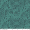 Image of the Mansfield Park Landscape Green quilting cotton fabric by Riley Blake Designs. Features the Mansfield park map on a dark teal background. 
Cute Little Fabric Shop