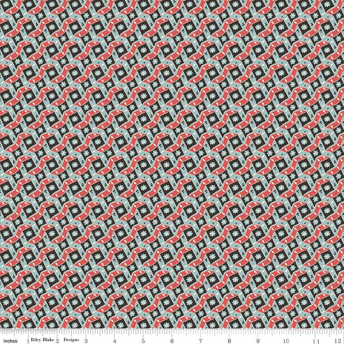 Image of the Mansfield Park Mrs. Grant quilting cotton fabric by Riley Blake Designs. Features abstract flowers on a pattered brown background. 
Cute Little Fabric Shop
