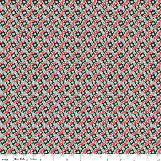 Image of the Mansfield Park Mrs. Grant quilting cotton fabric by Riley Blake Designs. Features abstract flowers on a pattered brown background. 
Cute Little Fabric Shop