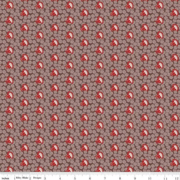 Image of the Mansfield Park Sir Thomas quilting cotton fabric by Riley Blake Designs. Features abstract shapes on a pattered brown background. 
Cute Little Fabric Shop