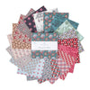 Image of the Mansfield Park 5 inch stacker for Riley Blake Designs. Official Licensed Product. Shows various floral and abstract patterns on blue, pink and more. 
Cute Little Fabric Shop