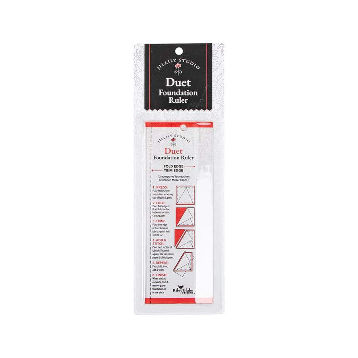Image of the Jillily Studio Duet Foundation Ruler for Riley Blake Designs. Features a ruler used for foundation piecing. 
Cute Little Fabric Shop