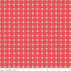Image of the Vintage Happy 2 Tulips Cayenne quilting cotton fabric by Lori Holt for Riley Blake Designs. Features a geometric pattern with circles encasing tulips on a pink background. 
Cute Little Fabric Shop