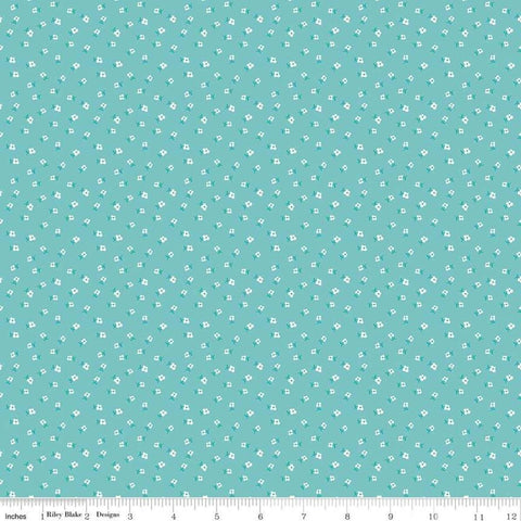 Image of the Granny Chic Blossoms Blue quilting cotton fabric by Lori Holt by Riley Blake Designs. Features small flowers on an aqua background.
Cute Little Fabric Shop