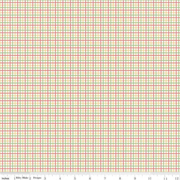 Image of the Farm Girl Vintage Plaid Lipstick quilting cotton fabric by Lori Holt for Riley Blake Designs. Features a plaid pattern on a cream background. 
Cute Little Fabric Shop