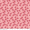 Image of the Granny Chic Roses Pink quilting cotton fabric by Lori Holt for Riley Blake Designs. Features a small scale rose and daisy in a scattered pattern on a pink background. 
Cute Little Fabric Shop