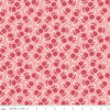 Image of the Granny Chic Roses Pink quilting cotton fabric by Lori Holt for Riley Blake Designs. Features a small scale rose and daisy in a scattered pattern on a pink background. 
Cute Little Fabric Shop