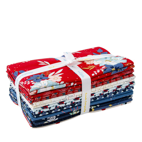 Image of the Sweet Freedom 1 yard bundle red. It has nine pieces. Designed by Beverly McCullough for Riley Blake Designs. Features red, blue, and white fabrics.
Cute Little Fabric Shop