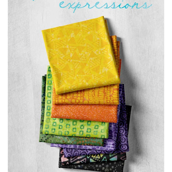 Image of the Halloween Expressions Batik storyboard. Features halloween colored fabrics. 
Cute Little Fabric Shop