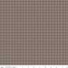 Image of the Prim Evenweave Pebble quilting cotton fabric by Lori Holt for Riley Blake Designs. Features a grid pattern on a brown background. 
Cute Little Fabric Shop