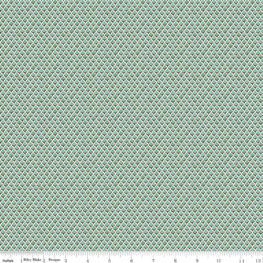 CLEARANCE Prim Leaves C9700 Sea Glass - Riley Blake Designs - Small Teal Leaves - Quilting Cotton Fabric