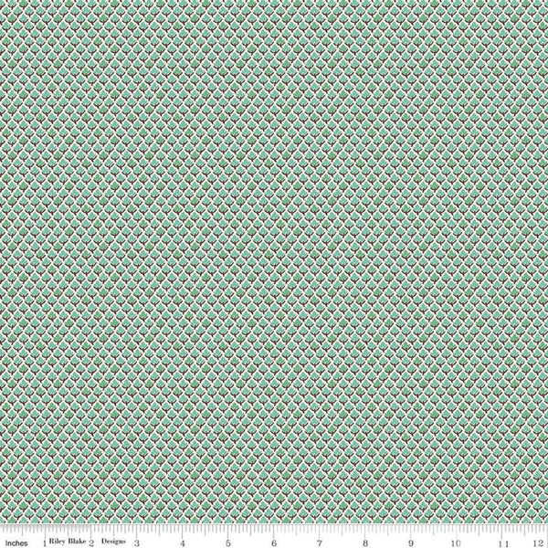 SALE Prim Leaves C9700 Sea Glass - Riley Blake Designs - Small Teal Leaves - Quilting Cotton Fabric