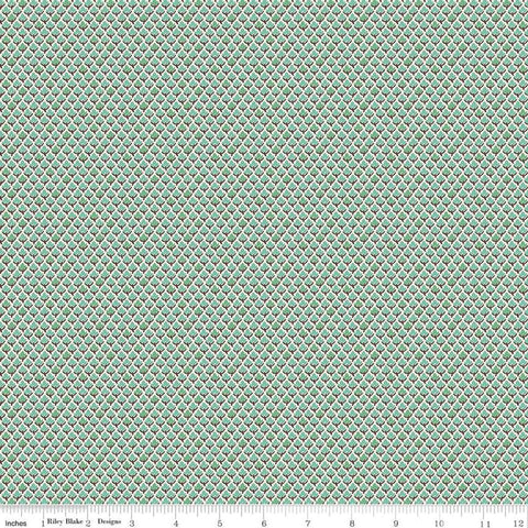 SALE Prim Leaves C9700 Sea Glass - Riley Blake Designs - Small Teal Leaves - Quilting Cotton Fabric