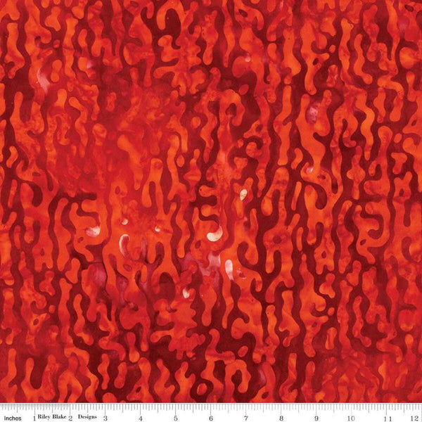 Image of the Expressions Batiks Halloween Expressions Crimson quilting cotton fabric by Riley Blake Designs. Features a dripped pattern on a red background. 
Cute Little Fabric Shop