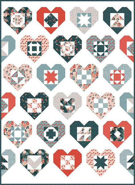 Image of the Wholehearted quilt pattern by Andy Knowlton for Riley Blake Designs. Features a quilt with hearts on a white background. 
Cute Little Fabric Shop