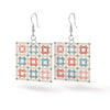 Image of the Leather Square Earrings Countryside by Riley Blake Designs. Features a quilt square design on full grain leather.  
Cute Little Fabric Shop