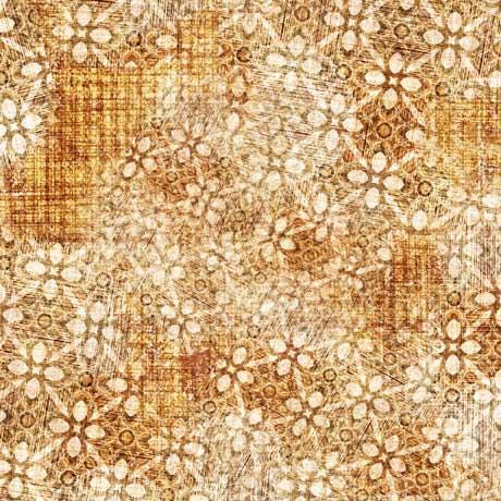 Image of the Eye of the Tiger Geo Blender Saddle Brown quilting cotton fabric by Morris Creative Group for QT Fabrics. Features a textured floral and plaid pattern with brown colors. 
Cute Little Fabric Shop