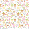 Image of the Bundle of Joy Main White quilting cotton fabric by Doodlebug Design Inc for Riley Blake Designs. Features bunnies, clouds, toys, bears, moon, fish, elephants, flowers, and hearts on a white background. 
Cute Little Fabric Shop