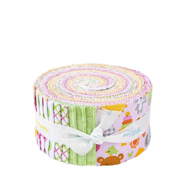 Image of the Bundle of Joy Rolie Polie by Doodlebug Designs Inc for Riley Blake Designs. Features pink and yellow baby girl designs. 
Cute Little Fabric Shop