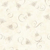 Image of the Queen Bee Bee & Scroll Cream quilting cotton fabric by QT Fabrics. Features swirls and small bees on a light cream background. 
Cute Little Fabric Shop