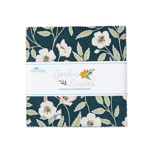 Image of the Garden Dreams 5 inch stacker by Amber Elliot for Riley Blake Designs. Features a floral fabric with various background of green, pink, orange, and yellow.
Cute Little Fabric Shop