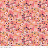 9" End of Bolt - CLEARANCE Golden Aster Garden C9845 Coral - Riley Blake-Floral Flowers Leaves Dots Orange Pink Cream-Quilting Cotton Fabric