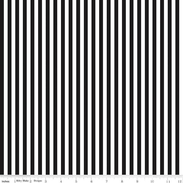 SALE Black and White 1/4 Quarter Inch Stripe by Riley Blake Designs - Quilting Cotton Fabric