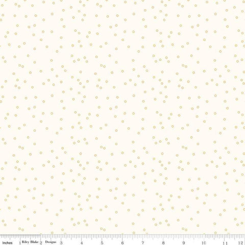 Image of the Bee Backgrounds Tiny Circle Honey quilting cotton fabric by Lori Holt for Riley Blake Designs. Features small yellow circles on a cream background. 
Cute Little Fabric Shop