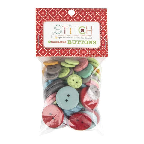 Image of the Cute Little Buttons Stitch by Lori Holt for Riley Blake Designs. Features 75g of buttons with colors from the Stitch collection 
Cute Little Fabric Shop