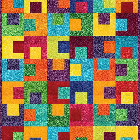 Image of the Gummies quilt pattern by Villa Rosa Designs for Riley Blake Designs. Features rainbow color squares. 
Cute Little Fabric Shop
