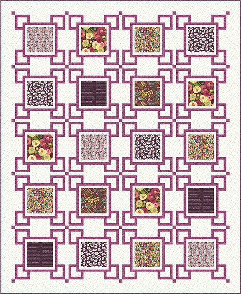 Image of the Squares Surrounding Squares Quilt Pattern by Wendy Sheppard for Riley Blake Designs. Features squares on a light white background. 
Cute Little Fabric Shop