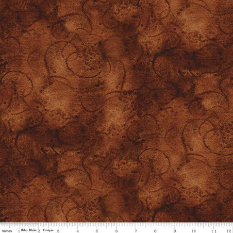 Image of the Painters Watercolor Swirl Cinnamon quilting cotton fabric by J. Wecker Frisch for Riley Blake Designs. Features an abstract swirl watercolor design in brown. 
Cute Little Fabric Shop