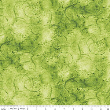 Image of the Painters Watercolor Swirl Lime quilting cotton fabric by J. Wecker Frisch for Riley Blake Designs. Features an abstract swirl watercolor design in light green. 
Cute Little Fabric Shop