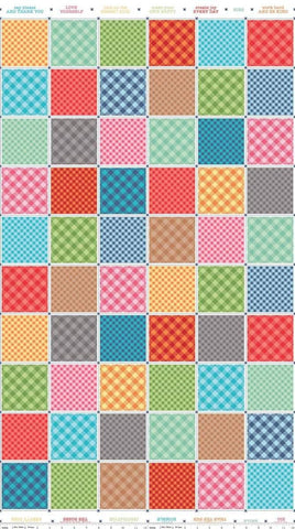 Image of the Bee Basics Busy Patchwork Multi quilting cotton fabric by Lori Holt for Riley Blake Designs. Features patchwork printed gingham squares. 
Cute Little Fabric Shop
