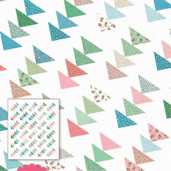 Image of the Early Bird quilt pattern by Nova Birchfield from Its Sew Emma for Riley Blake Designs. Features a triangle quilt pattern designs. 
Cute Little Fabric Shop